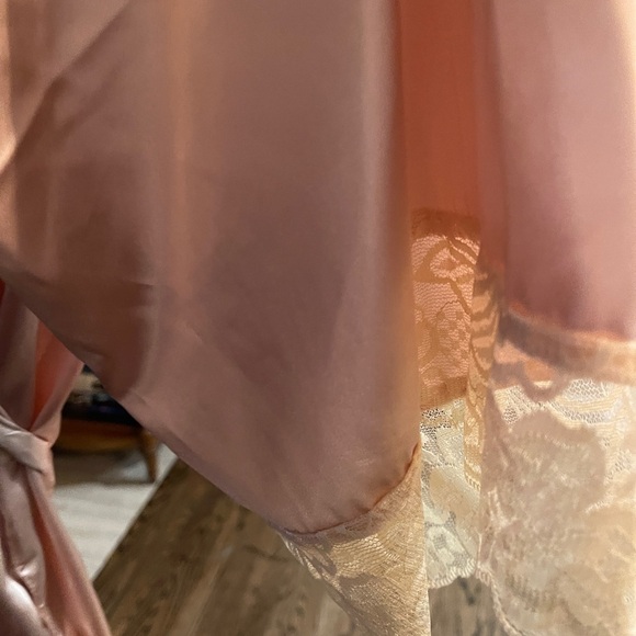 Custom “feeling myself” light Blush Pink Silky Lace Short Robe Bridal bath - Picture 11 of 16